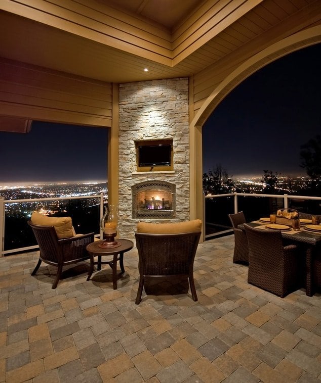 Beautiful Outdoor Patio at Night with City View